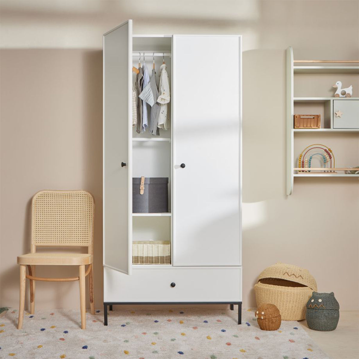 Armoire 2 portes Bellamy Lumi Blanc et noir - vue 5