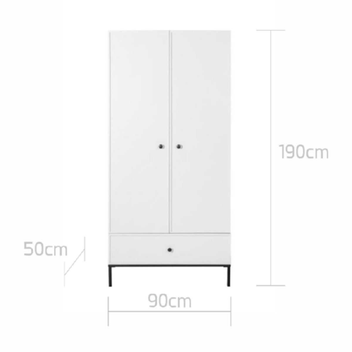 Armoire 2 portes Bellamy Lumi Blanc et noir - vue 7