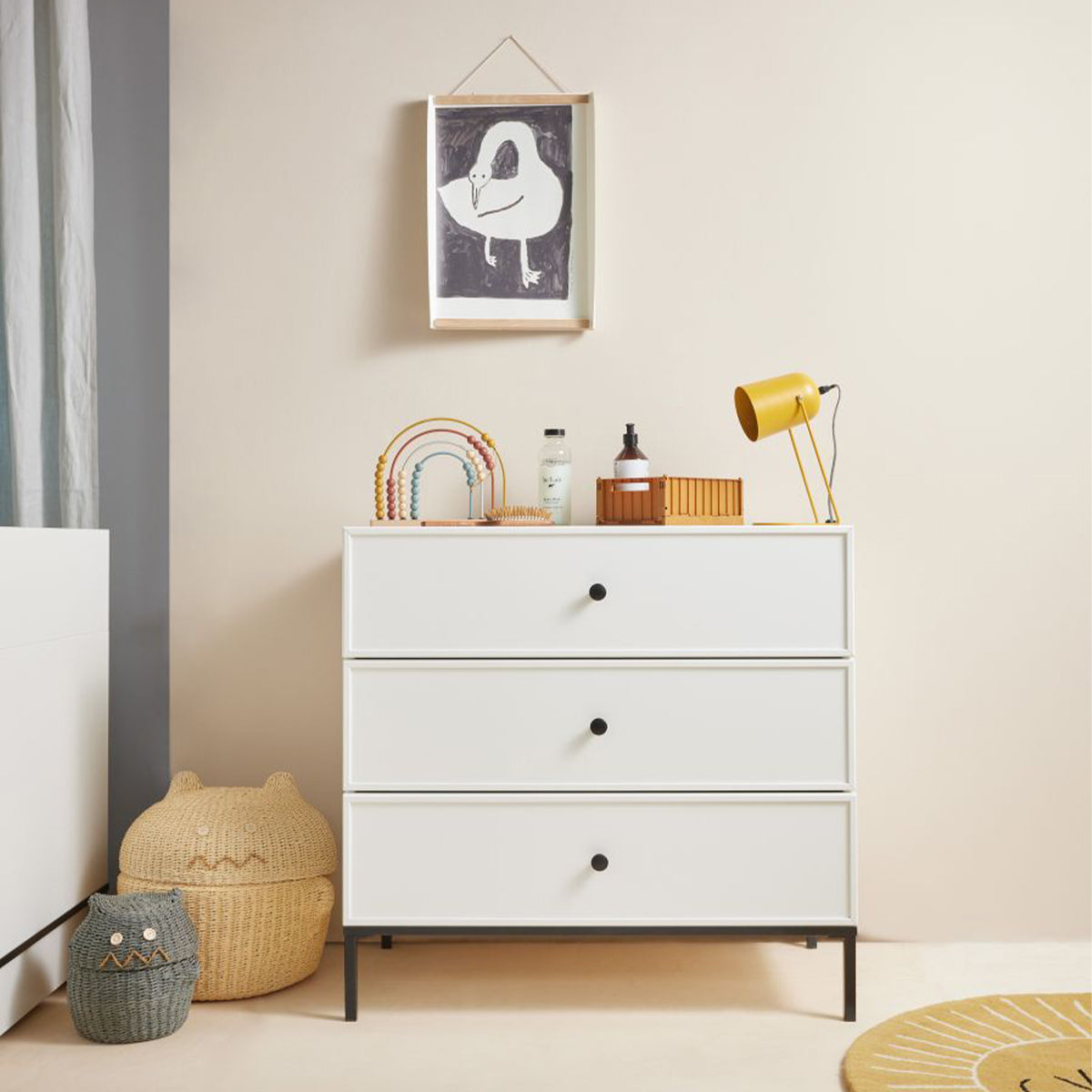 Commode 3 tiroirs Bellamy Lumi Blanc et noir - vue 3