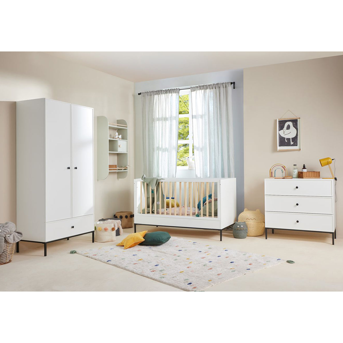 Commode 3 tiroirs Bellamy Lumi Blanc et noir - vue 5