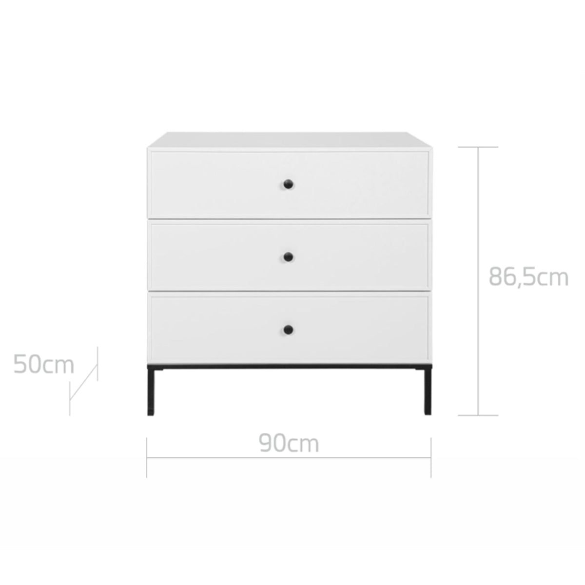 Commode 3 tiroirs Bellamy Lumi Blanc et noir - vue 6