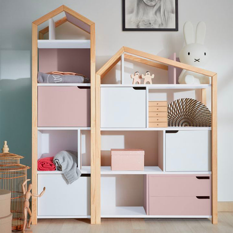 Bibliothèque maison Bellamy Joey Rose et blanc - vue 4