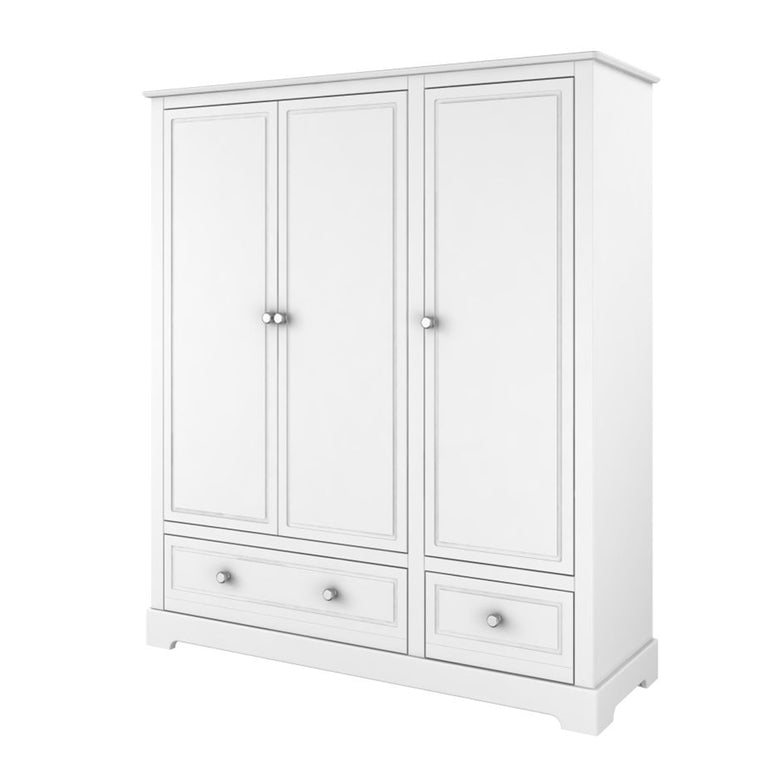 Armoire 3 portes 2 tiroirs Bellamy Marylou Blanc