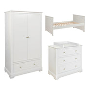 Chambre complète lit évolutif 70x140 commode à langer et armoire 2 portes Bellamy Marylou Blanc