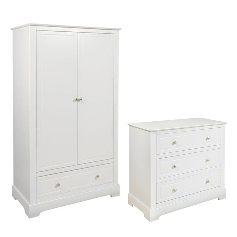 Commode 3 tiroirs et armoire 2 portes Bellamy Marylou Blanc