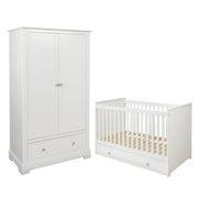 Lit bébé 60x120 et armoire 2 portes Bellamy Marylou Blanc