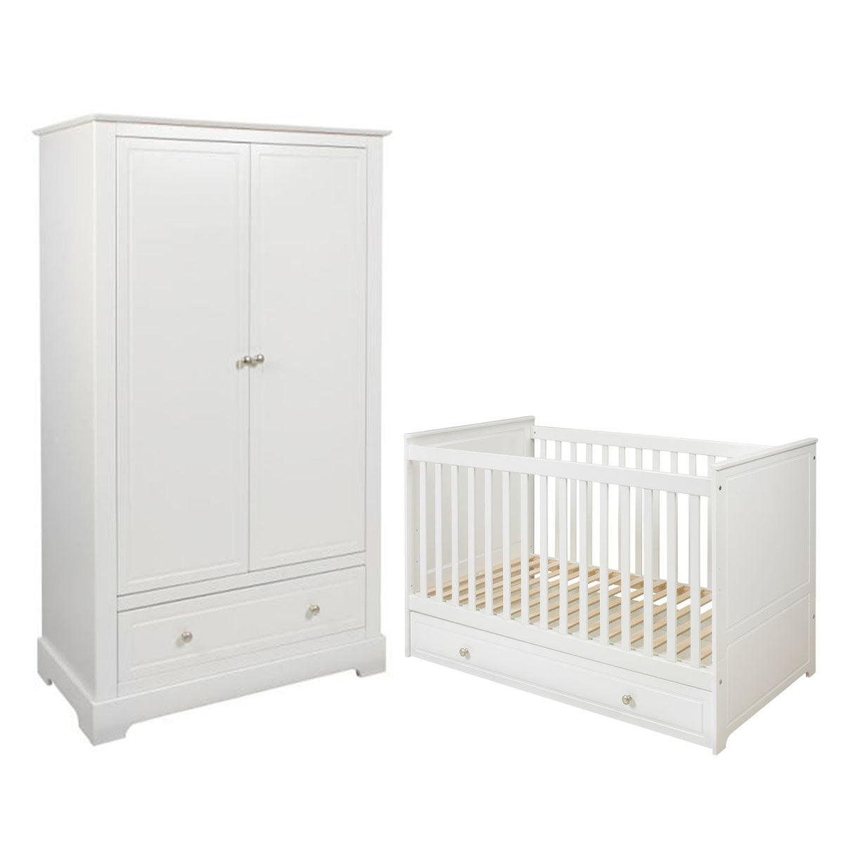 Lit bébé 60x120 et armoire 2 portes Bellamy Marylou Blanc