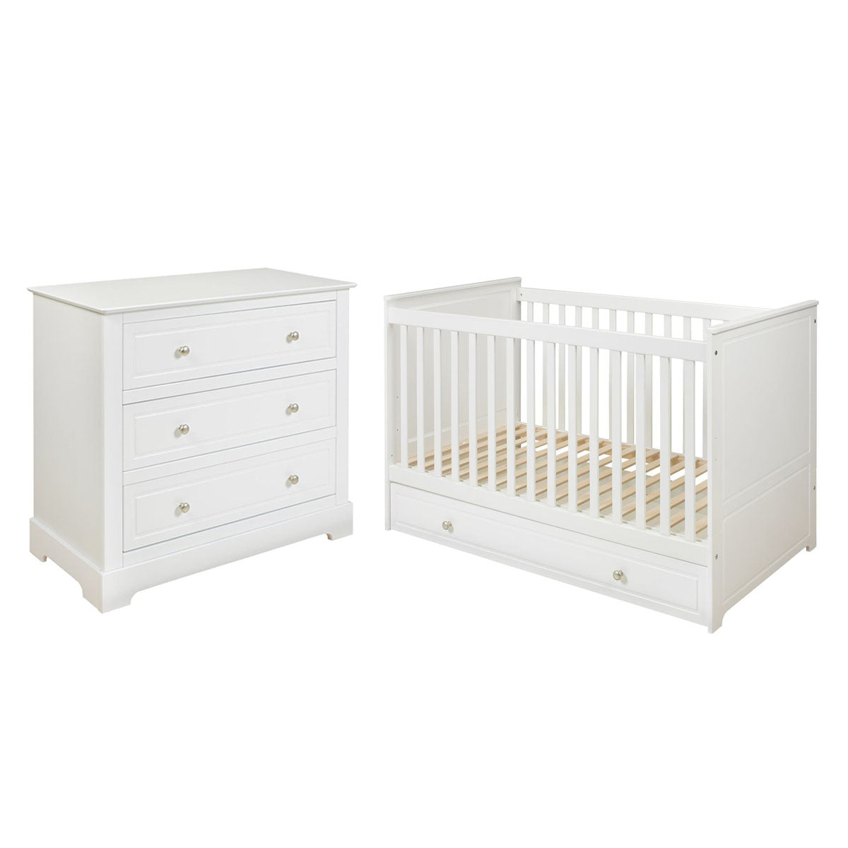 Lit bébé 60x120 et commode 3 tiroirs Bellamy Marylou Blanc
