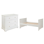 Lit évolutif 70x140 et commode 3 tiroirs Bellamy Marylou Blanc