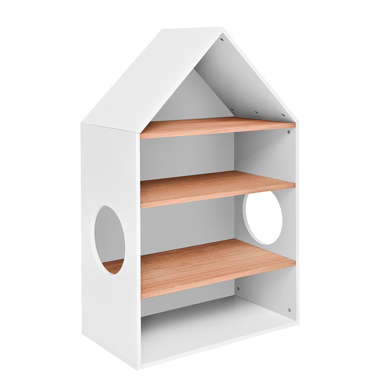 Bibliothèque et tête de lit Maison Bellamy Nomi Blanc et bois