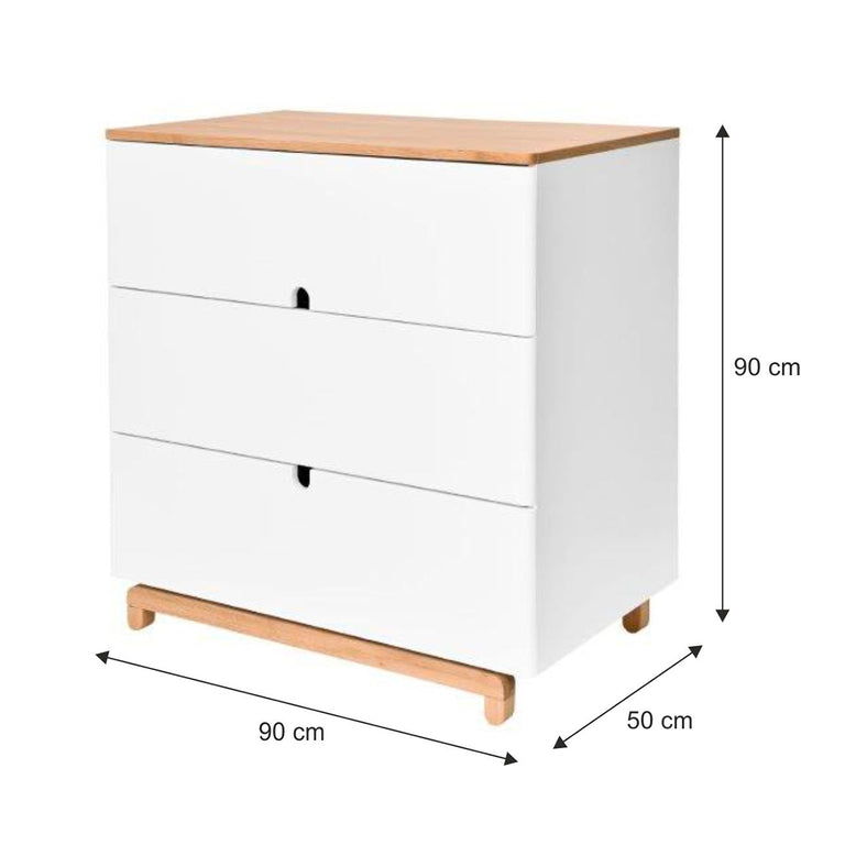 Commode 3 tiroirs Bellamy Nomi Blanc et bois - vue 3