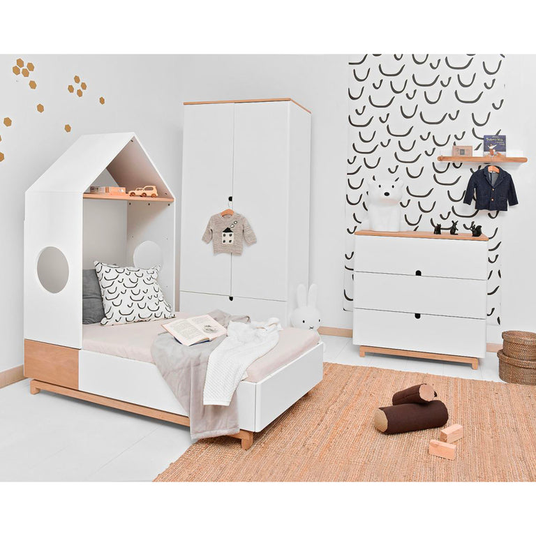 Lit évolutif 70x140 tiroir inclus Bellamy Nomi Blanc et bois - vue 5