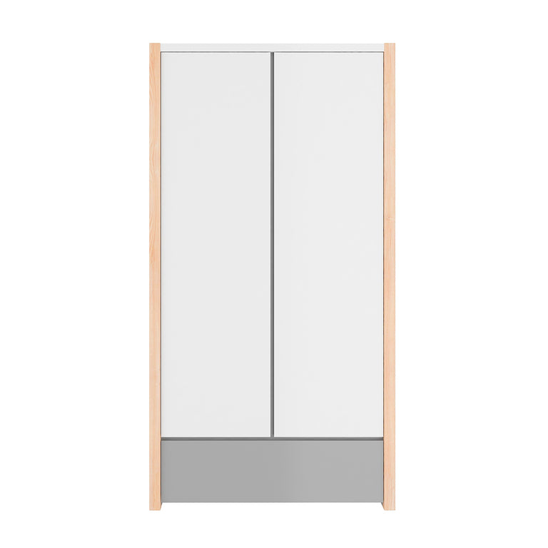 Armoire 2 portes 1 tiroir Bellamy Pinette Blanc et gris - vue 2