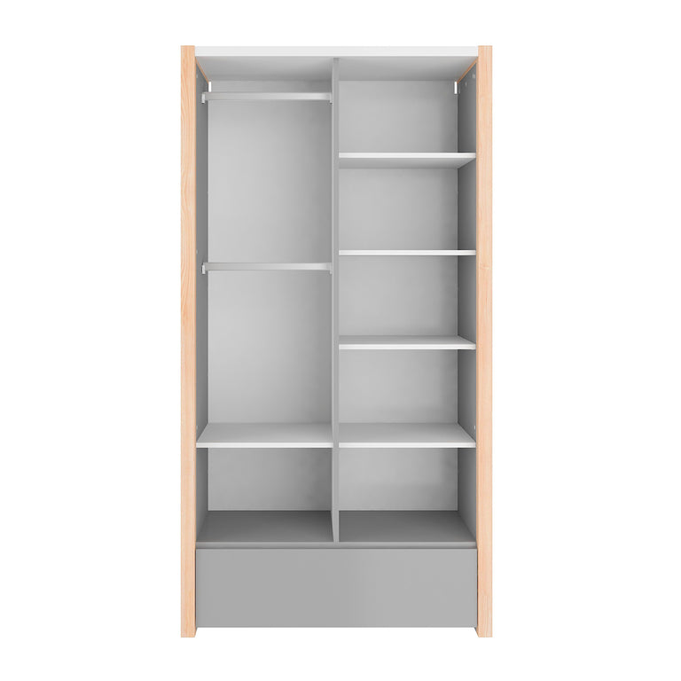 Lit évolutif cabane 70x140 et armoire 2 portes Bellamy Pinette Blanc et gris - vue 8