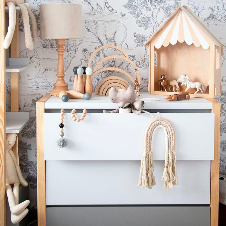 Commode 3 tiroirs Bellamy Pinette Blanc et gris - vue 4