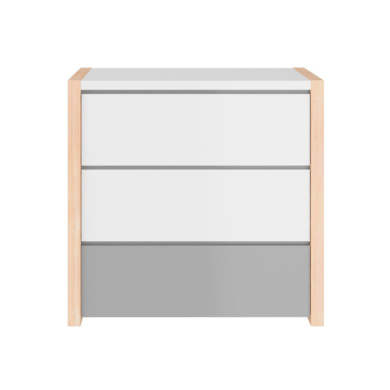 Commode 3 tiroirs Bellamy Pinette Blanc et gris - vue 2