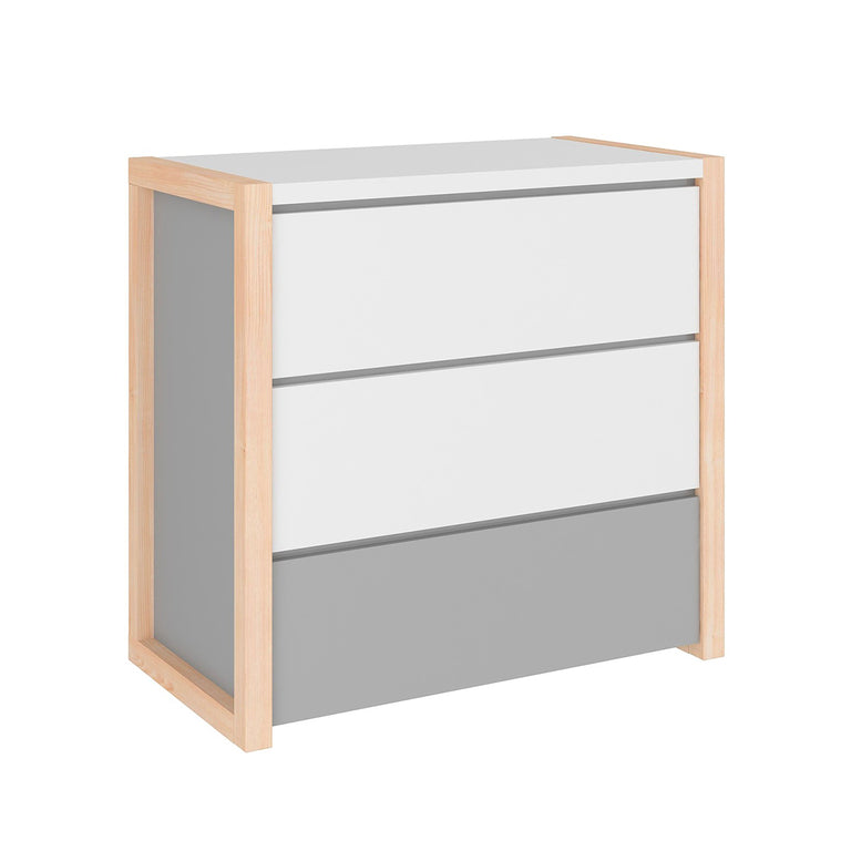 Chambre complète lit évolutif cabane 70x140 commode à langer et armoire 2 portes Bellamy Pinette Blanc et gris - vue 8