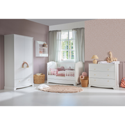 Chambre complète lit évolutif 70x140 commode à langer et armoire 2 portes Bellamy Royal - Blanc
