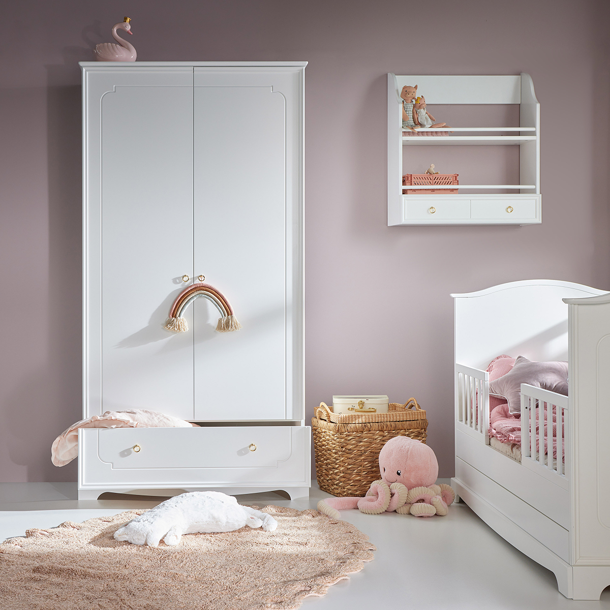 Armoire 2 portes 1 tiroir Bellamy Royal - Blanc - vue 4