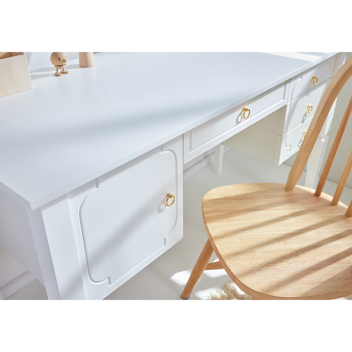 Bureau 4 tiroirs 1 porte Bellamy Royal - Blanc - vue 6