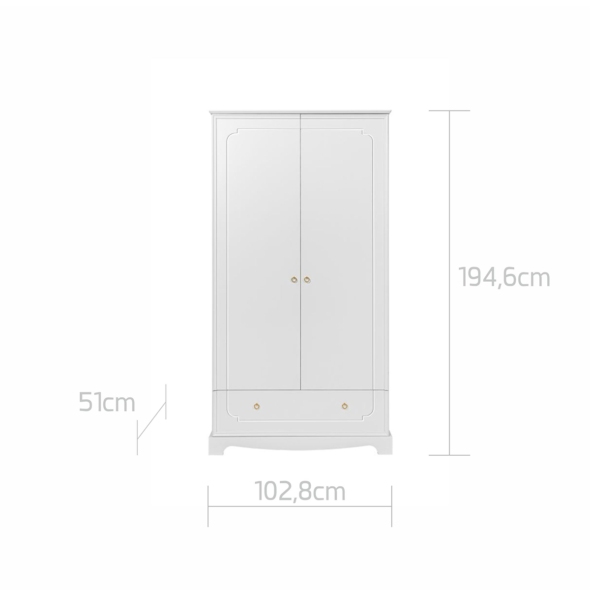 Armoire 2 portes 1 tiroir Bellamy Royal - Blanc - vue 5