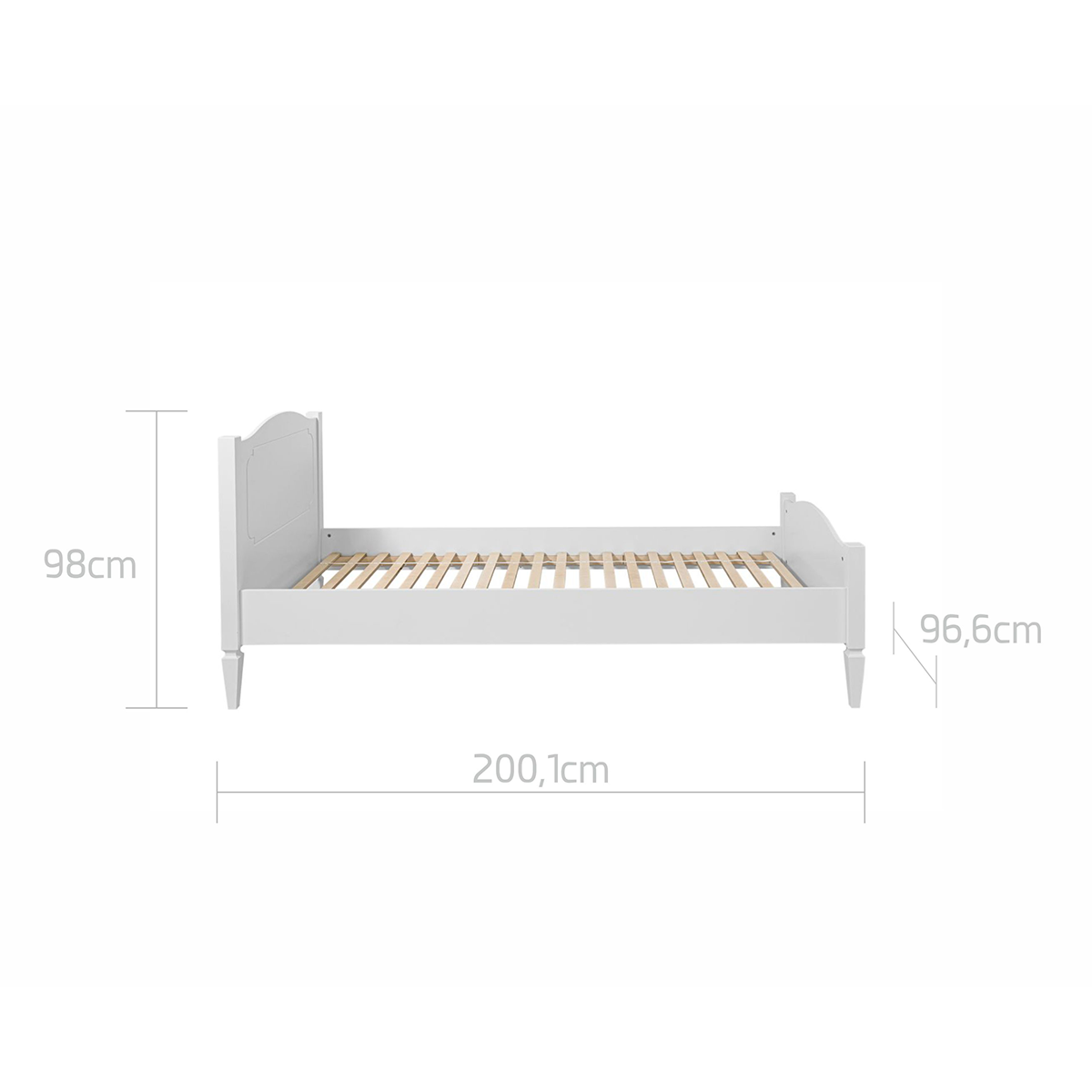 Lit 90x200 sommier inclus Bellamy Royal - Blanc - vue 6