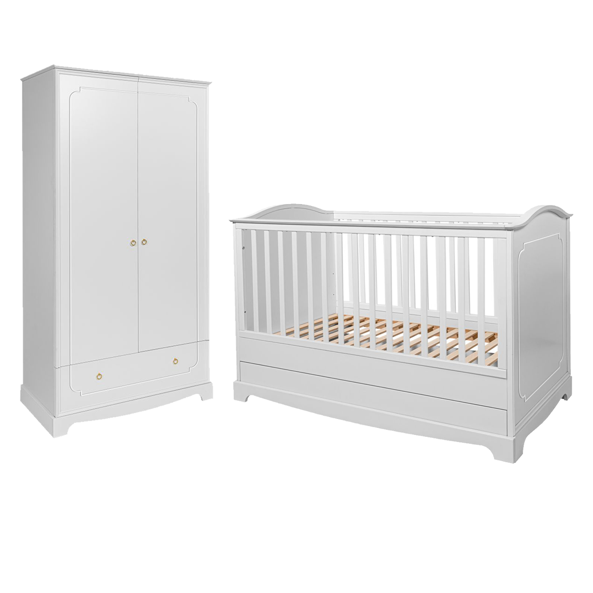Lit évolutif 70x140 et armoire 2 portes Bellamy Royal - Blanc