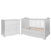 Lit évolutif 70x140 et commode 3 tiroirs Bellamy Royal - Blanc