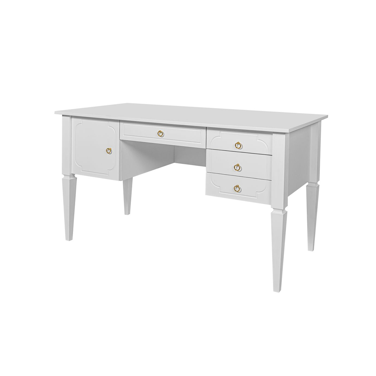Bureau 4 tiroirs 1 porte Bellamy Royal - Blanc - vue 2