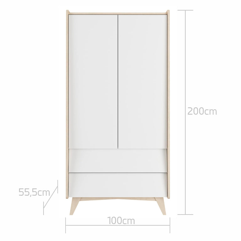 Armoire 2 portes 2 tiroirs Bellamy So Sixty Blanc et bois - vue 3