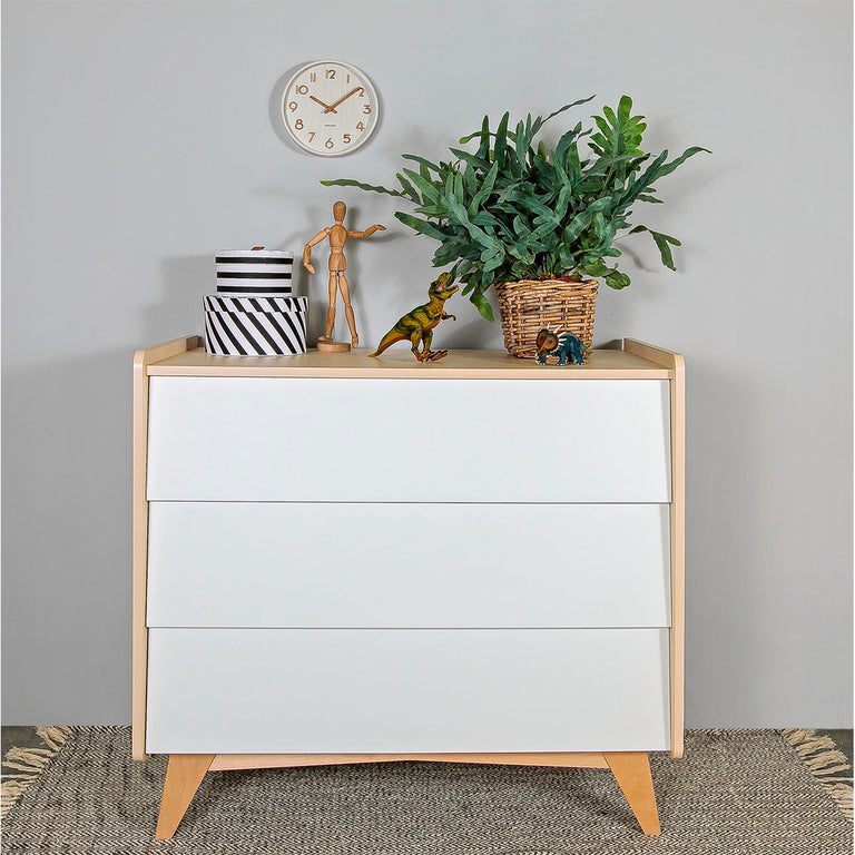 Lit évolutif 70x140 et commode 3 tiroirs Bellamy So Sixty Blanc et bois - vue 10