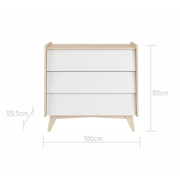 Commode 3 tiroirs Bellamy So Sixty Blanc et bois - vue 2