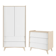 Commode 3 tiroirs et armoire 2 portes Bellamy So Sixty Blanc et bois