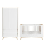 Lit évolutif 70x140 et armoire 2 portes Bellamy So Sixty Blanc et bois