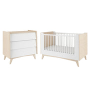 Lit évolutif 70x140 et commode 3 tiroirs Bellamy So Sixty Blanc et bois