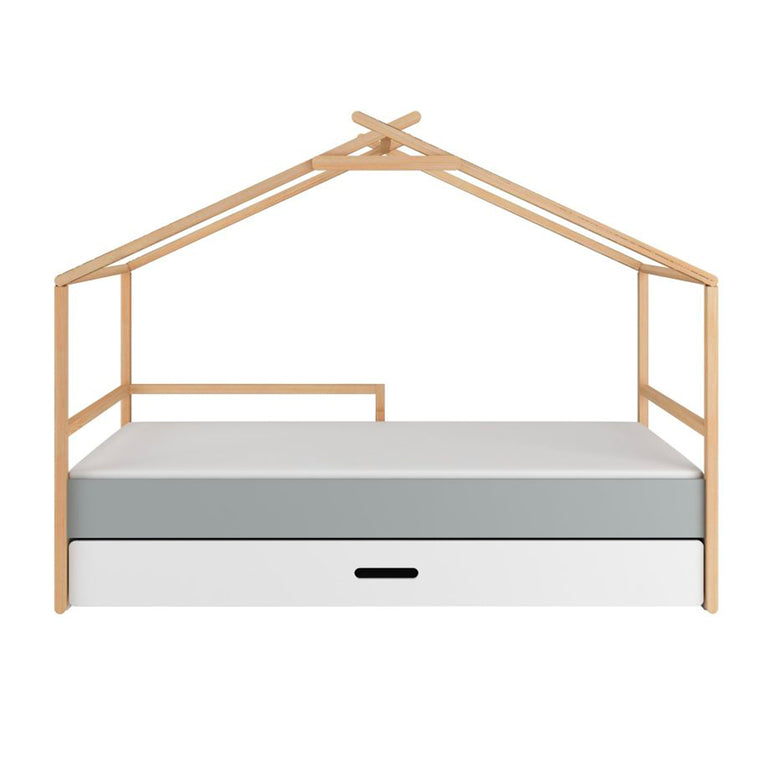 Lit cabane 90x200 sommier et tiroir inclus Bellamy Teepee Gris et blanc - vue 2