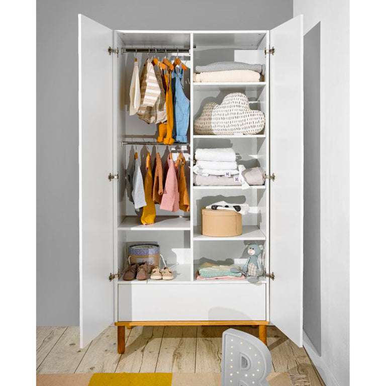 Armoire 2 portes Bellamy Toteme Botanic Blanc et bois - vue 4
