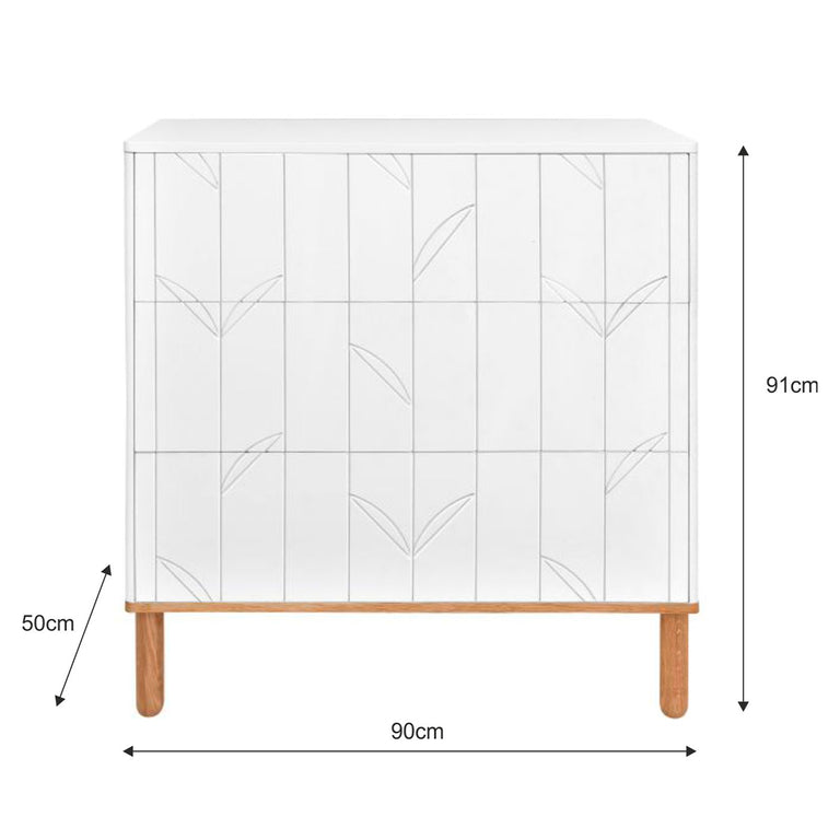 Lit évolutif 70x140 et commode 3 tiroirs Bellamy Toteme Botanic Blanc et bois - vue 7