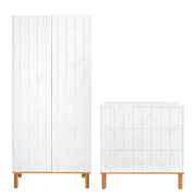 Commode 3 tiroirs et armoire 2 portes Bellamy Toteme Botanic Blanc et bois