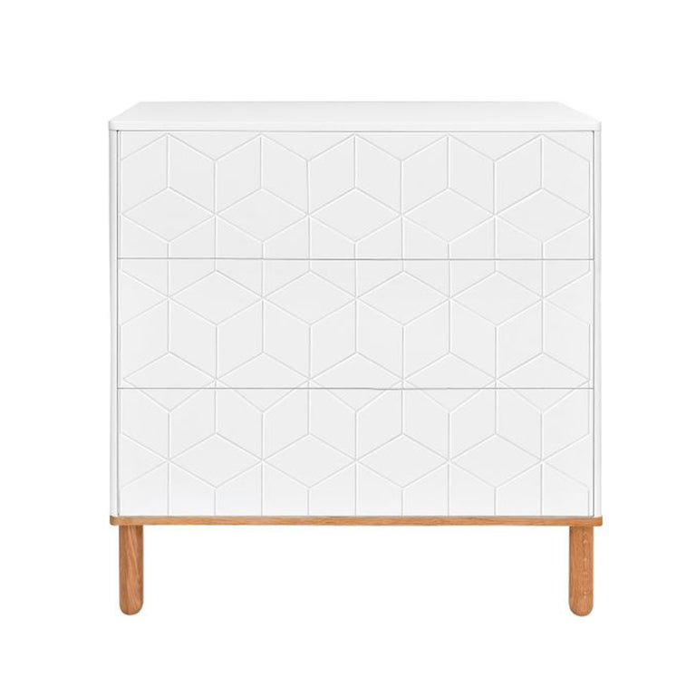 Commode 3 tiroirs Bellamy Toteme Cube Blanc et bois
