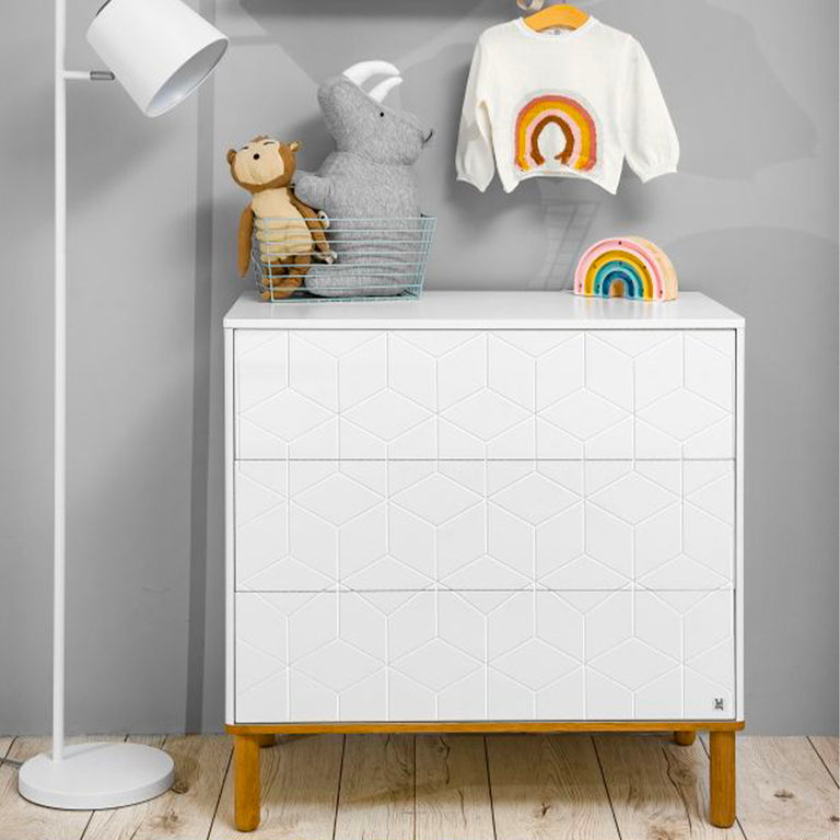 Commode 3 tiroirs Bellamy Toteme Cube Blanc et bois - vue 4