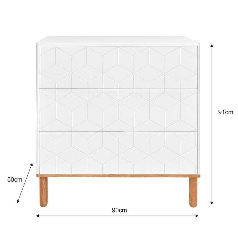 Lit évolutif 70x140 et commode 3 tiroirs Bellamy Toteme Cube Blanc et bois - vue 7