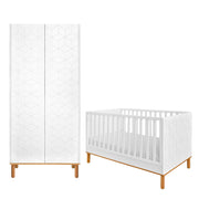 Lit évolutif 70x140 et armoire 2 portes Bellamy Toteme Cube Blanc et bois
