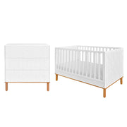 Lit évolutif 70x140 et commode 3 tiroirs Bellamy Toteme Cube Blanc et bois
