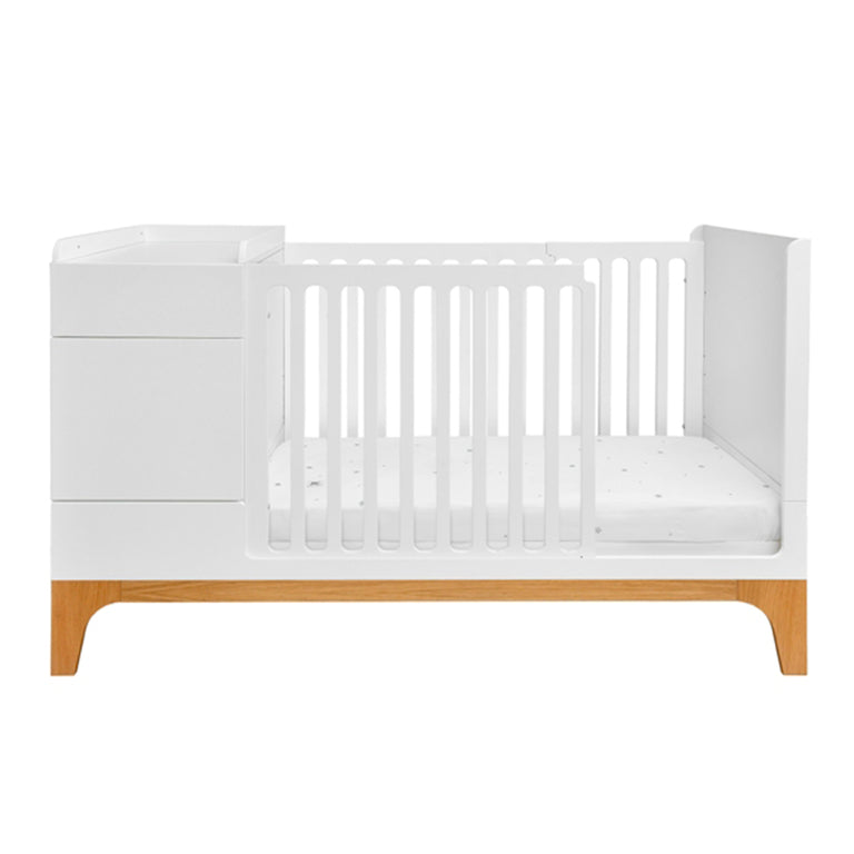Lit combiné évolutif 70x120 en 70x160 Bellamy UP Blanc et bois - vue 4