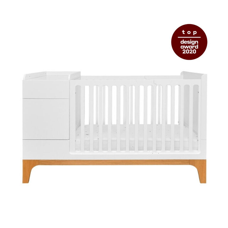 Lit combiné évolutif 70x120 en 70x160 Bellamy UP Blanc et bois - vue 3