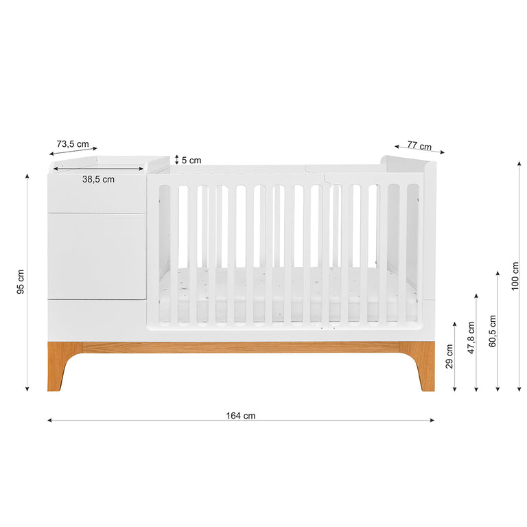 Lit combiné évolutif 70x120 en 70x160 Bellamy UP Blanc et bois - vue 9