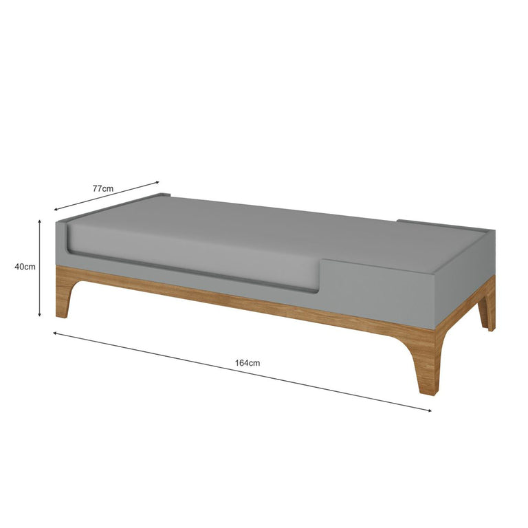 Lit combiné évolutif 70x120 en 70x160 Bellamy UP Gris et bois - vue 6