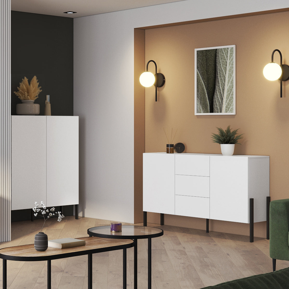 Buffet 2 portes 3 tiroirs Bérénice Blanc - vue 4