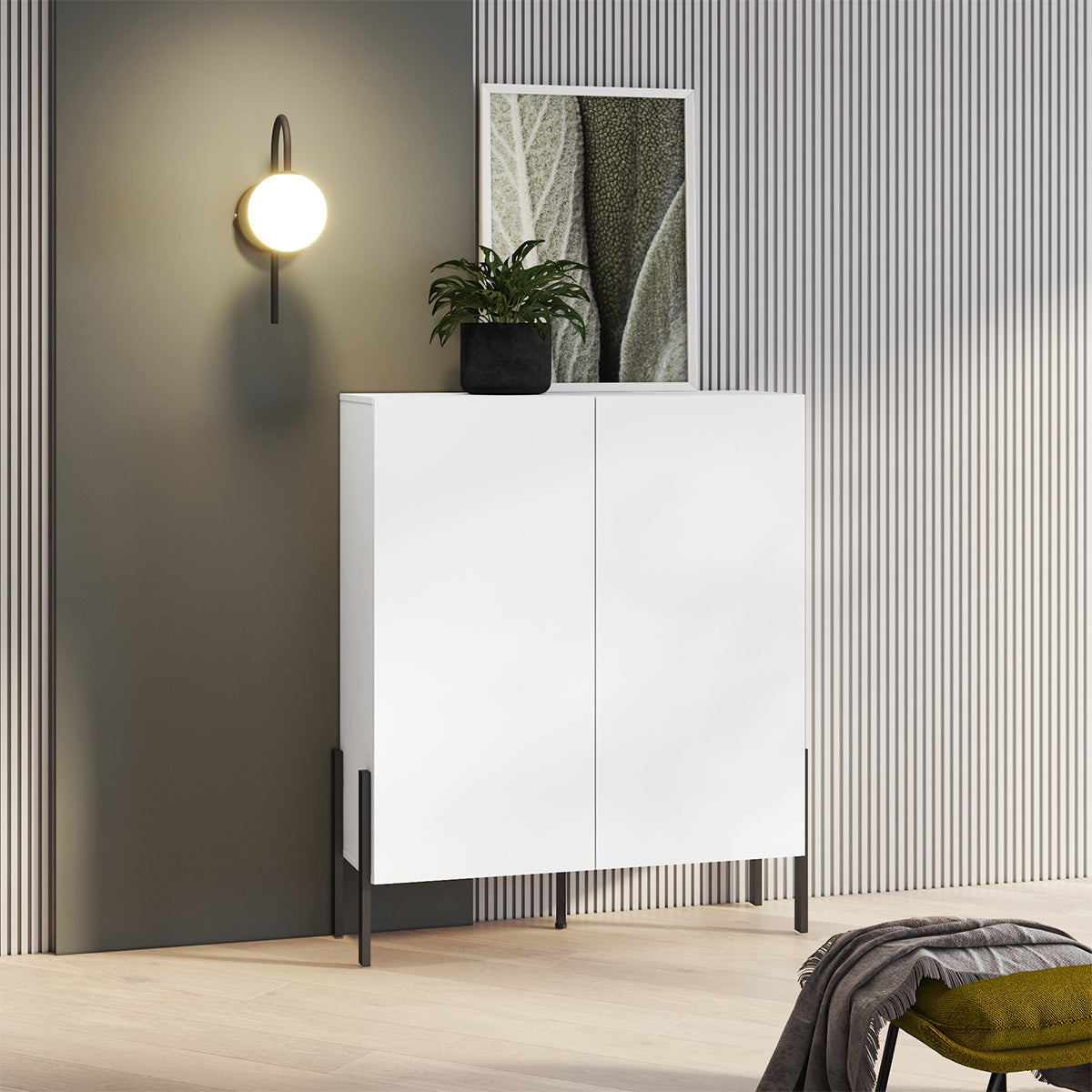 Buffet haut 2 portes Bérénice Blanc - vue 3